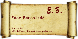 Eder Bereniké névjegykártya